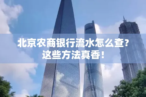 北京农商银行流水怎么查？这些方法真香！